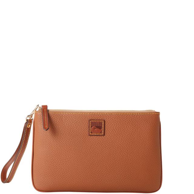 Dooney & Bourke Womens Pebble Grain Large Leather Wristlet in Caramel Product Image