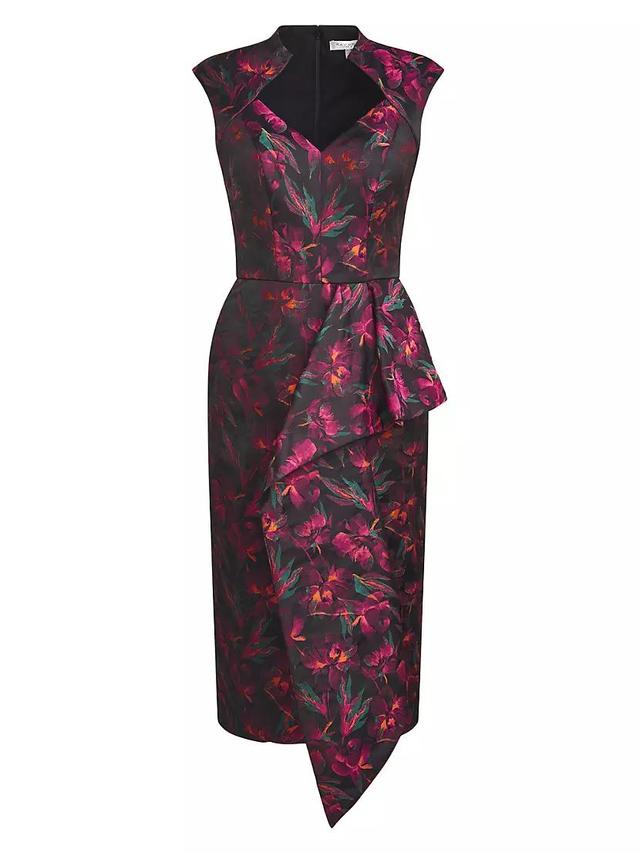 Kensley Floral Jacquard Midi Cocktail Dress Product Image