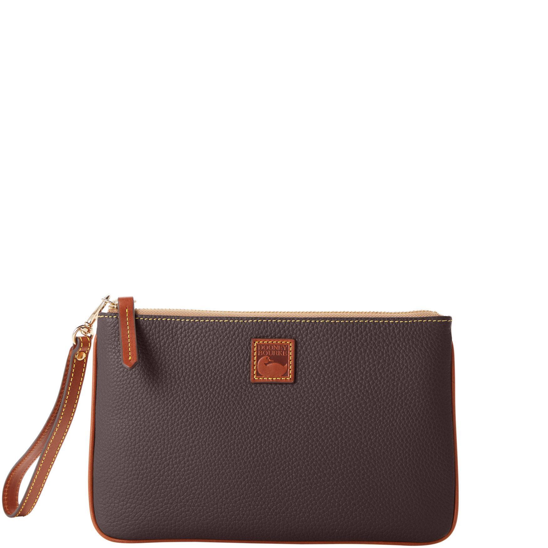 Dooney & Bourke Womens Pebble Grain Large Leather Wristlet in Brown Tmoro Product Image