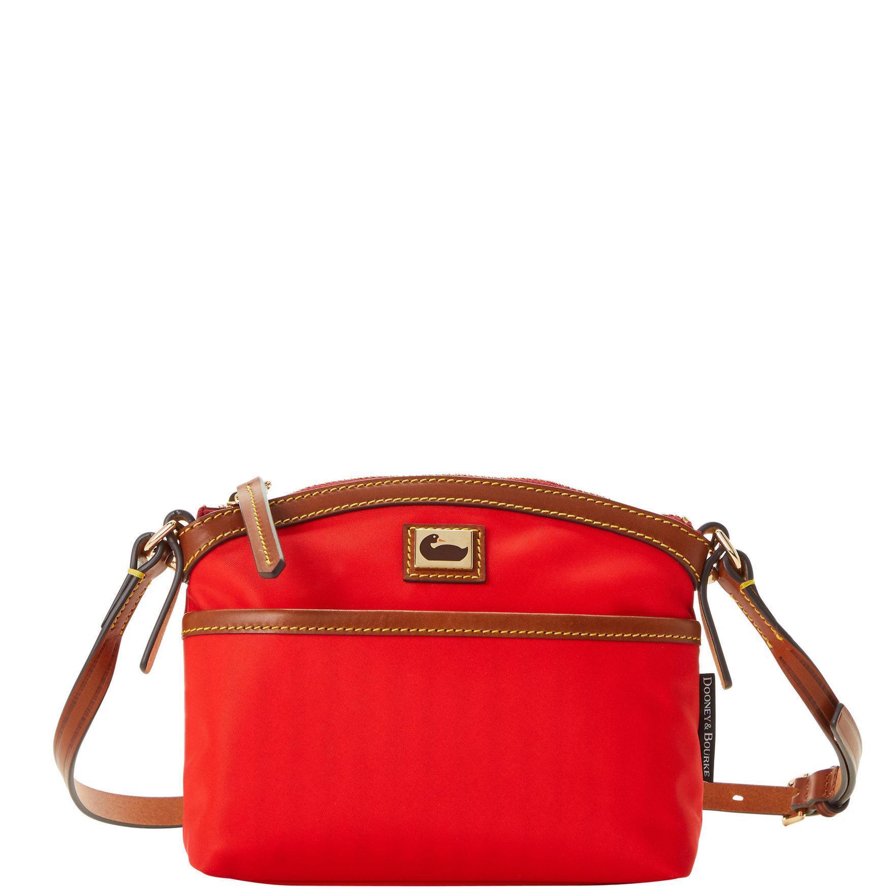 Dooney & Bourke Womens Wayfarer Domed Crossbody Fabric Shoulder Bag in Red Product Image