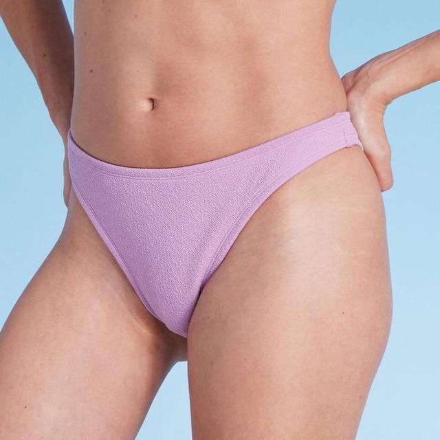 Womens Crepe Low-Rise High Leg Extra Cheeky Bikini Bottom - Shade & Shore Purple Product Image