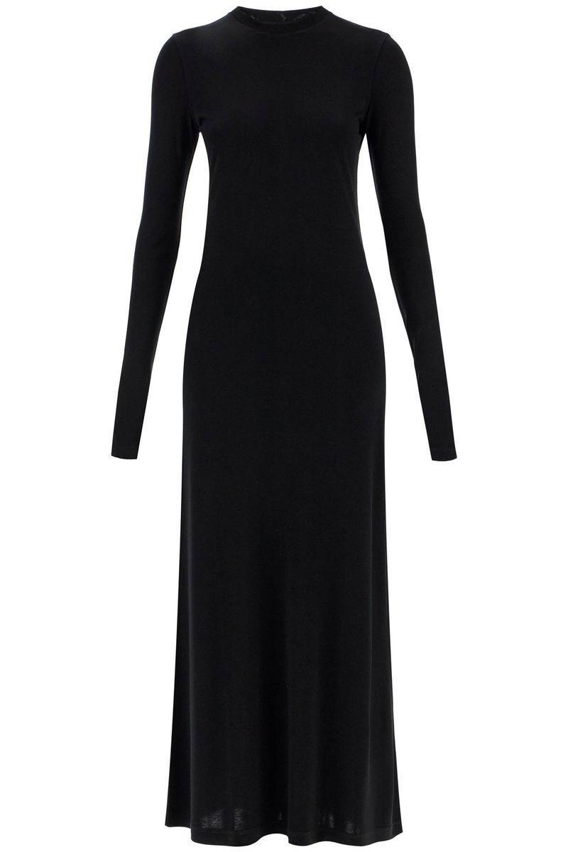 TOTÊME Long Black Relaxed Dress In Jersey Woman Product Image