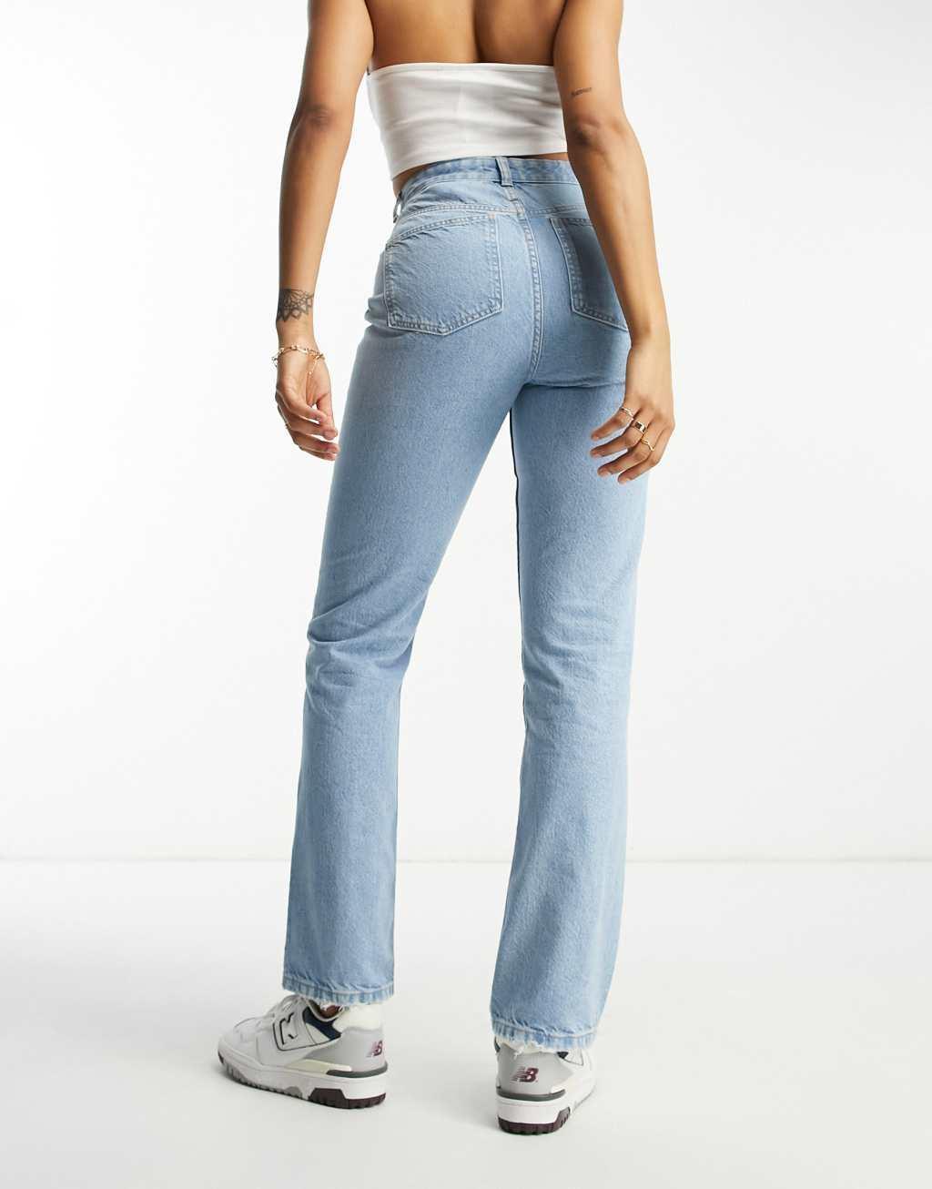 ASOS DESIGN Hourglass mid rise straight jeans in blue Product Image