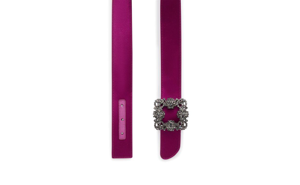 HANGISI BELT Dark Fuchsia Satin Crystal Buckled Belt Product Image