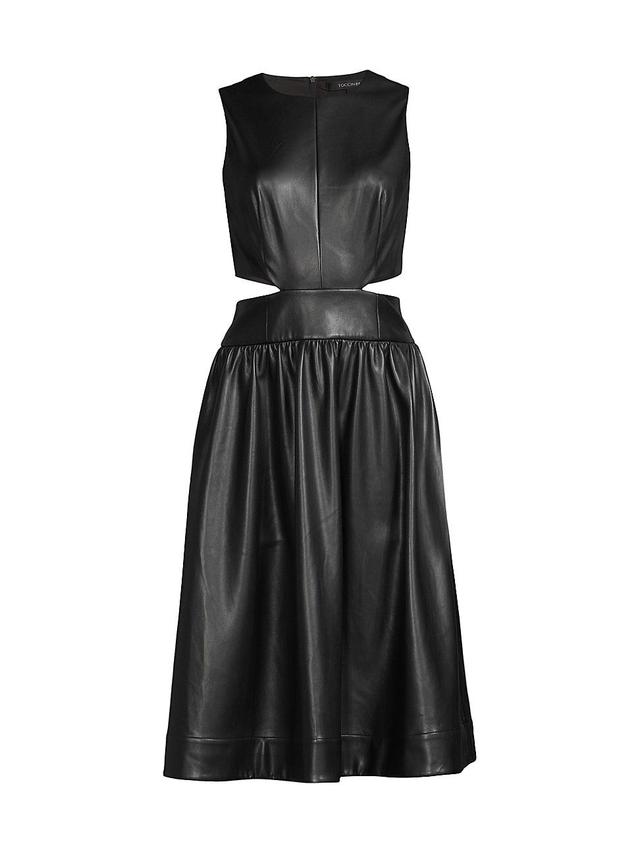 Womens Brit Faux-Leather Cut-Out Midi-Dress Product Image