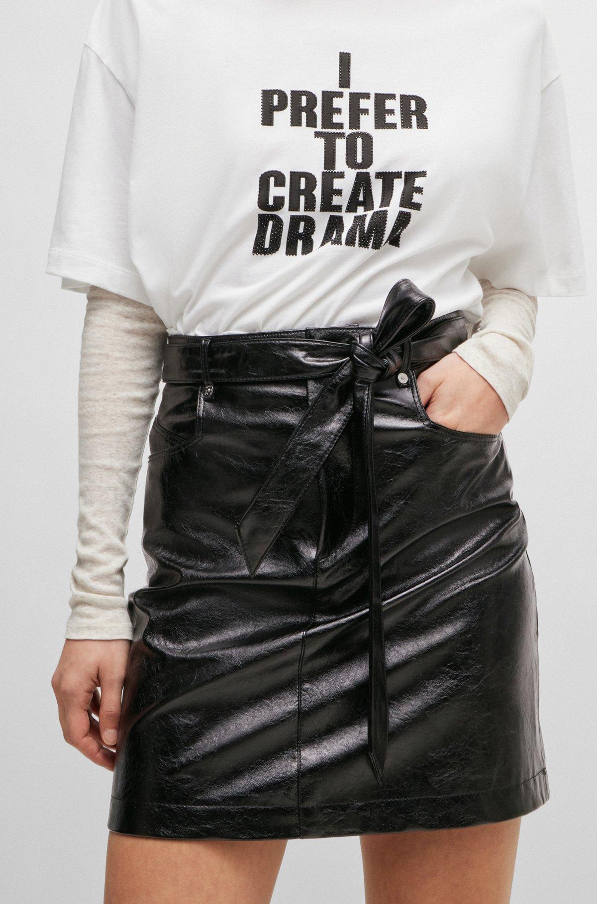 Belted mini skirt in faux leather Product Image