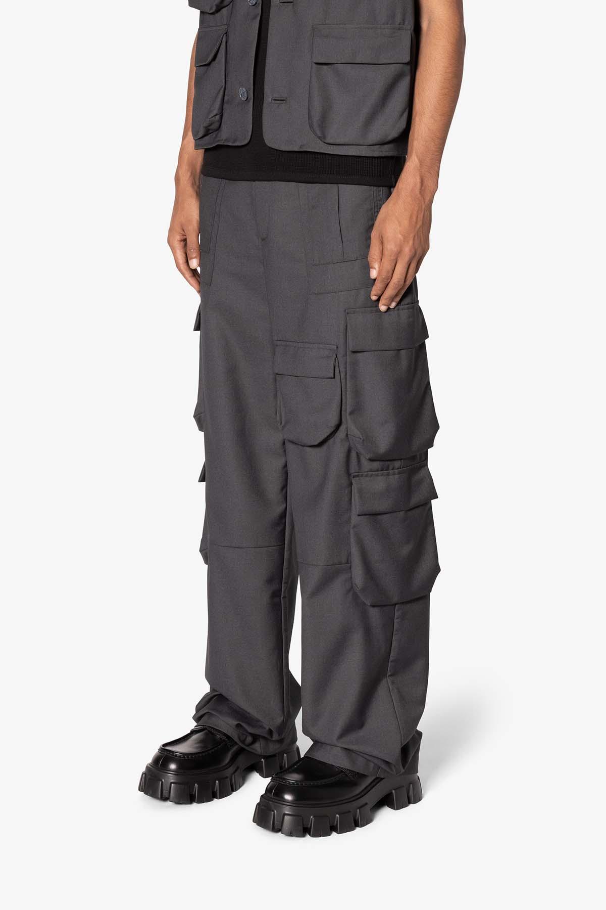 Bonded Gabardine Cargo Pants - Grey Product Image