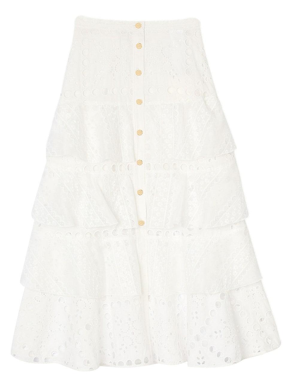 Womens Broderie Anglaise Midi Skirt Product Image