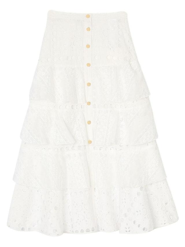 Womens Broderie Anglaise Midi Skirt Product Image