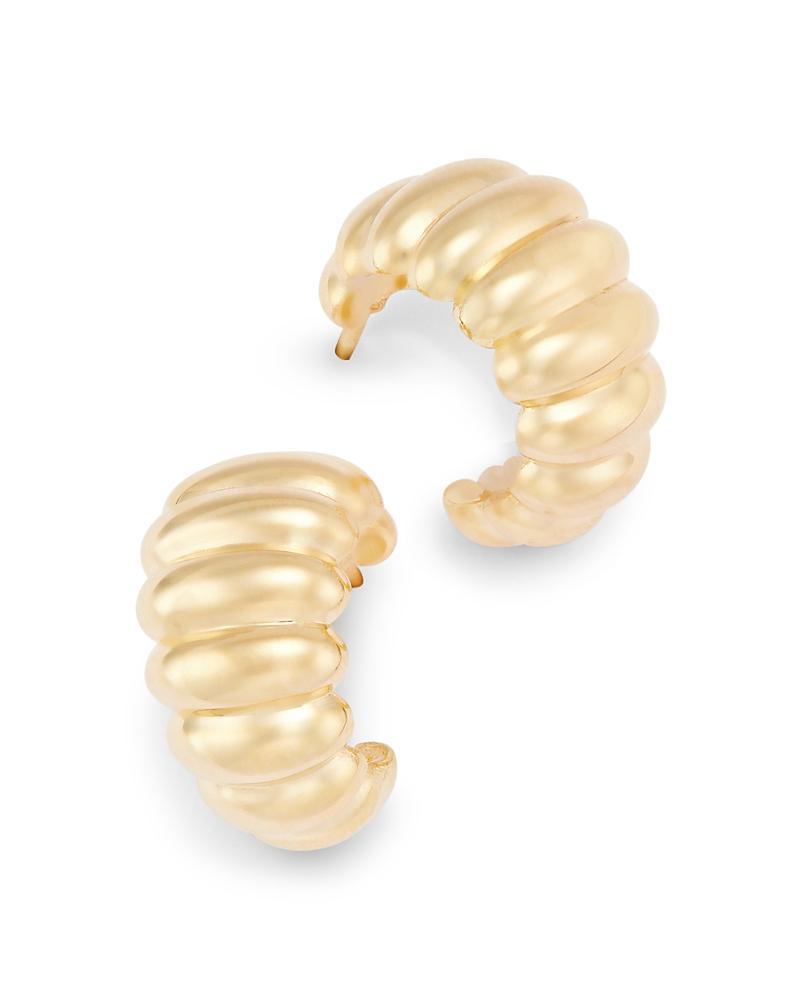 Bloomingdales Shrimp Ridge Small Huggie Hoop Earrings in 14K Yellow Gold Product Image