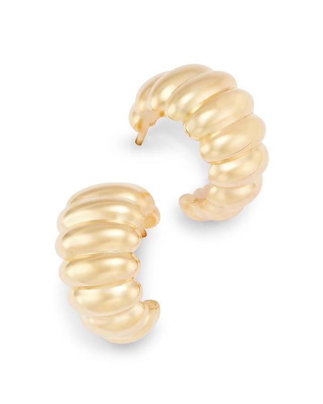 Bloomingdales Shrimp Ridge Small Huggie Hoop Earrings in 14K Yellow Gold Product Image