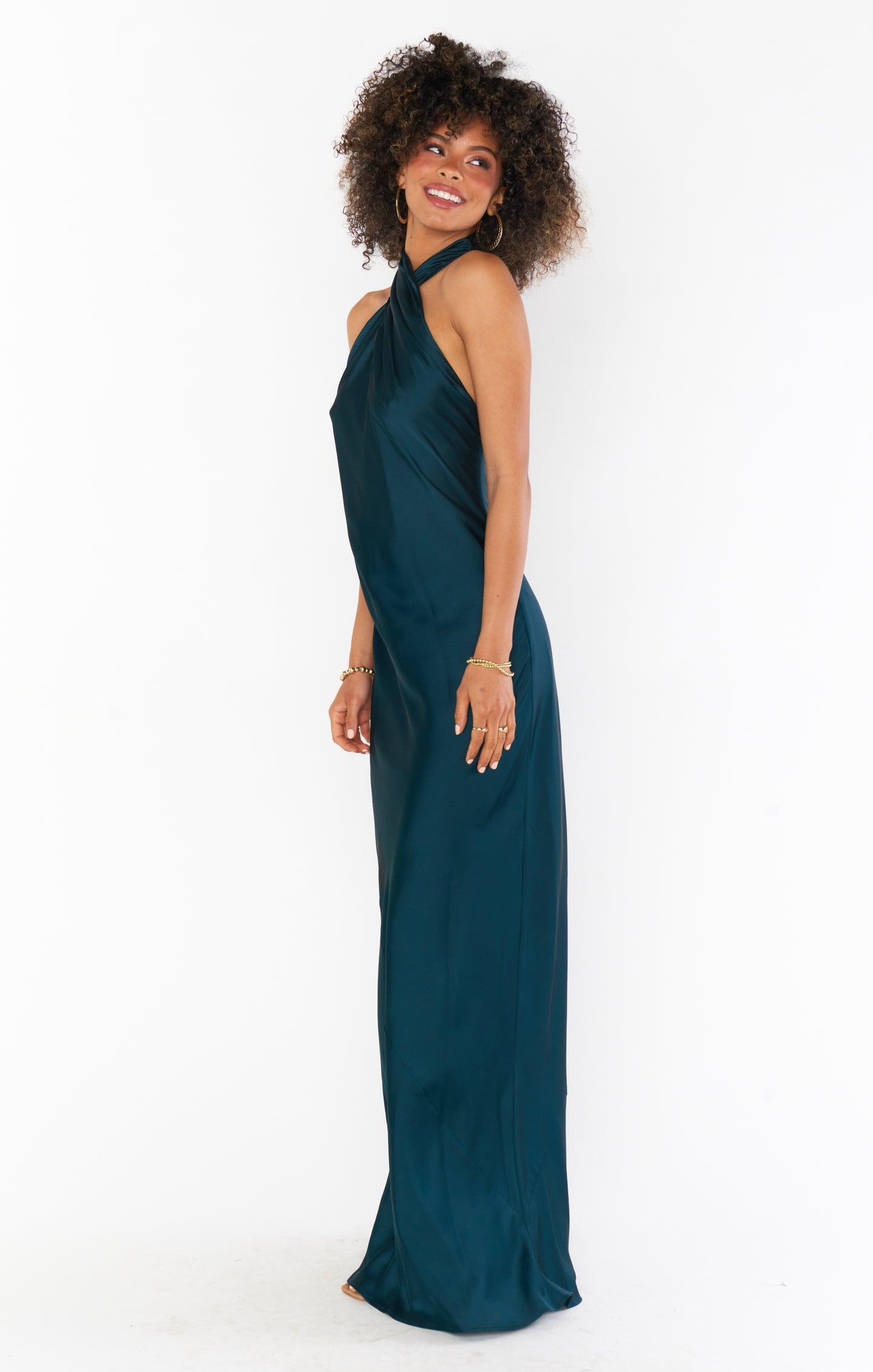 Jasmine Halter Maxi Dress ~ Copper Luxe Satin Product Image