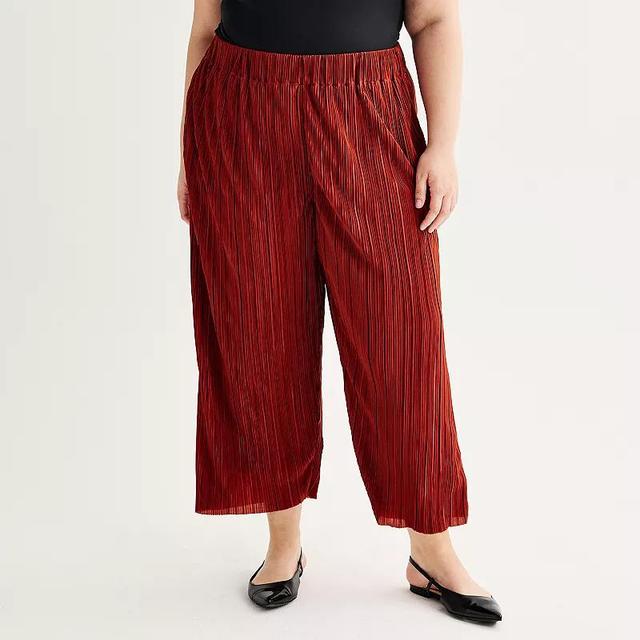 Plus Size Nine West Pull-On Flowy Wide Leg Cropped Pants, Womens Product Image