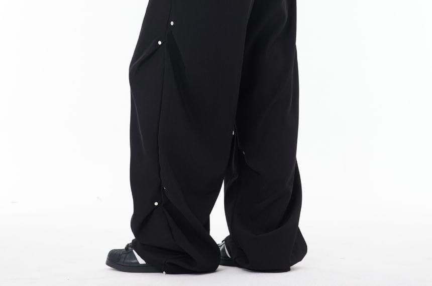 Drawstring Waist Plain Wide Leg Sweatpants Product Image