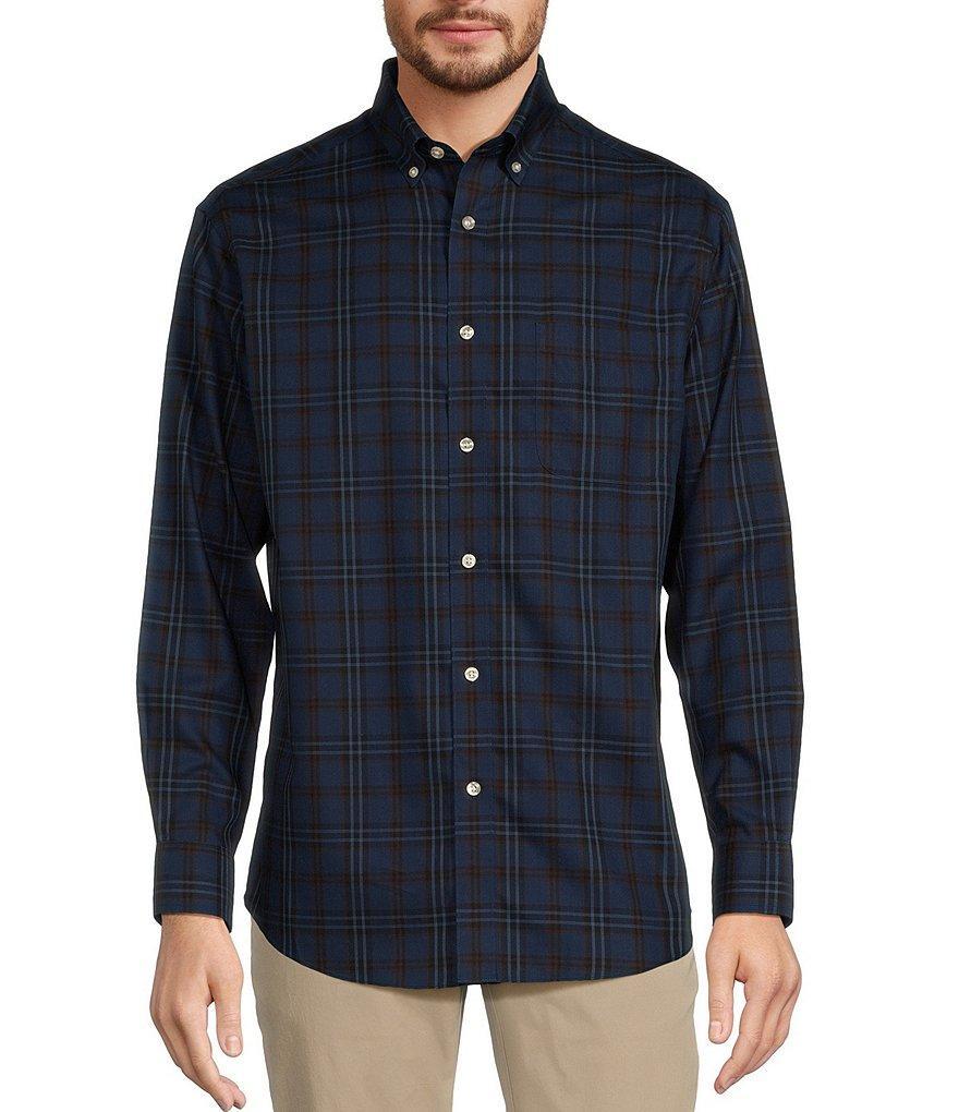 Gold Label Roundtree & Yorke Non-Iron Long Sleeve Large Plaid Herringbone Sport Shirt Product Image