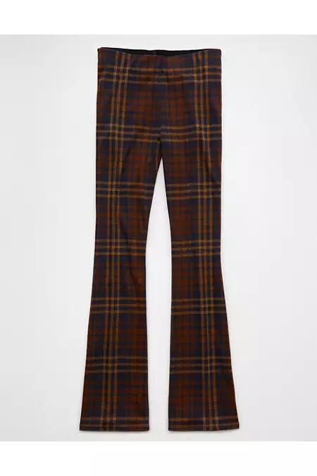 AE It Knit Pull-On High-Waisted Kick Boot Plaid Pant Womens Product Image