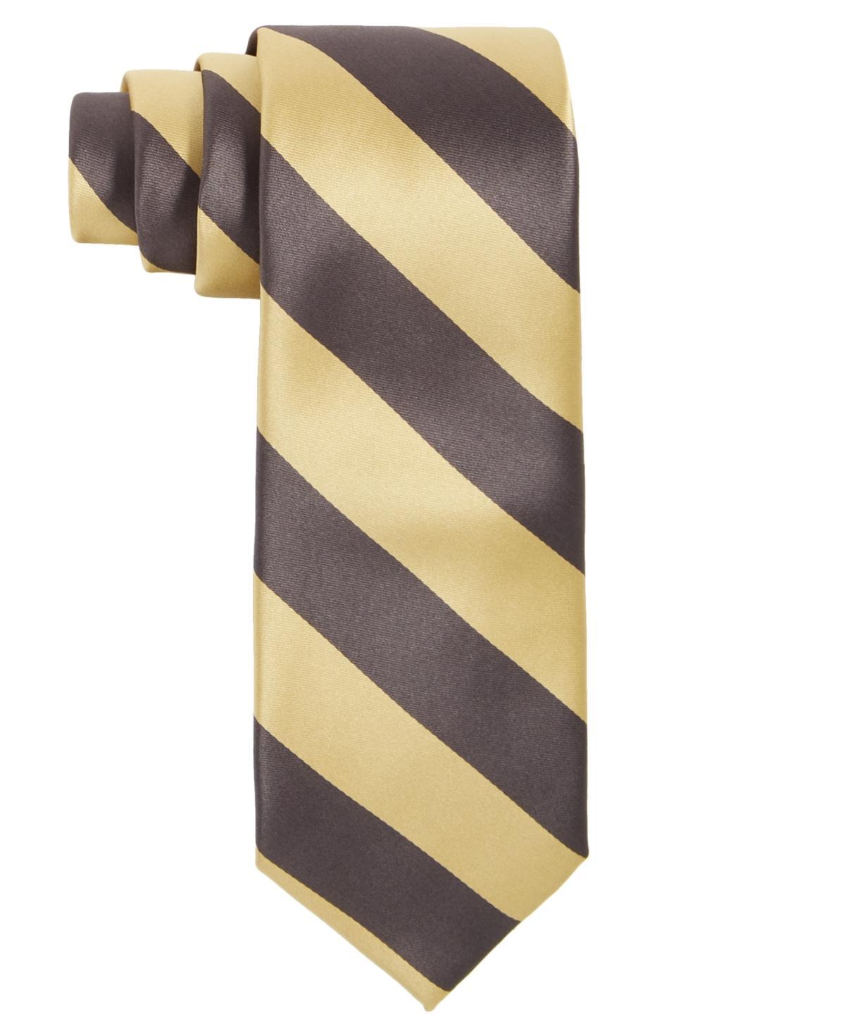 Tayion Collection Mens Brown Gold Stripe Tie Product Image