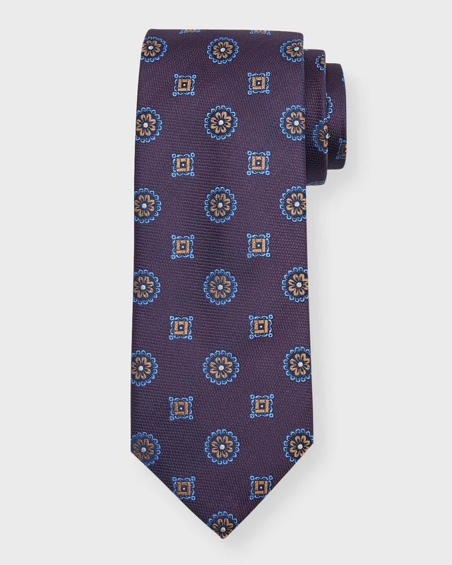 Mens Medallion Jacquard Silk Tie Product Image