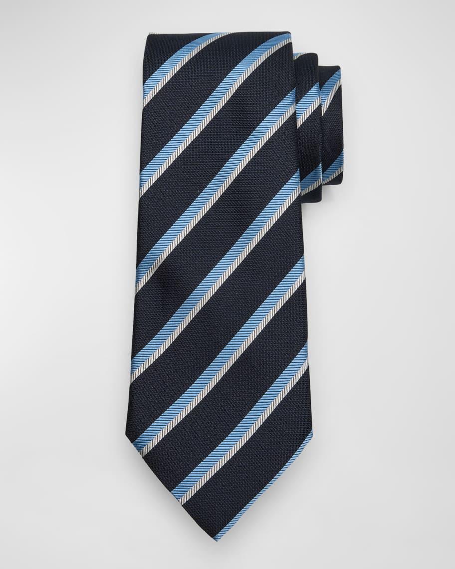 Mens Herringbone Stripe Silk Tie Product Image