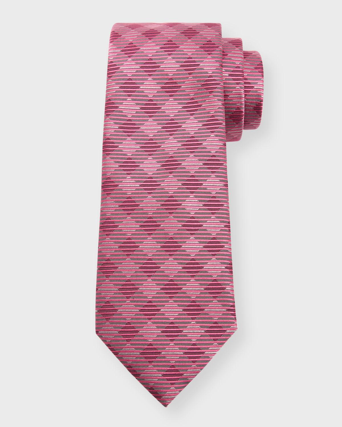 Mens Silk Jacquard Gingham-Stripe Tie Product Image