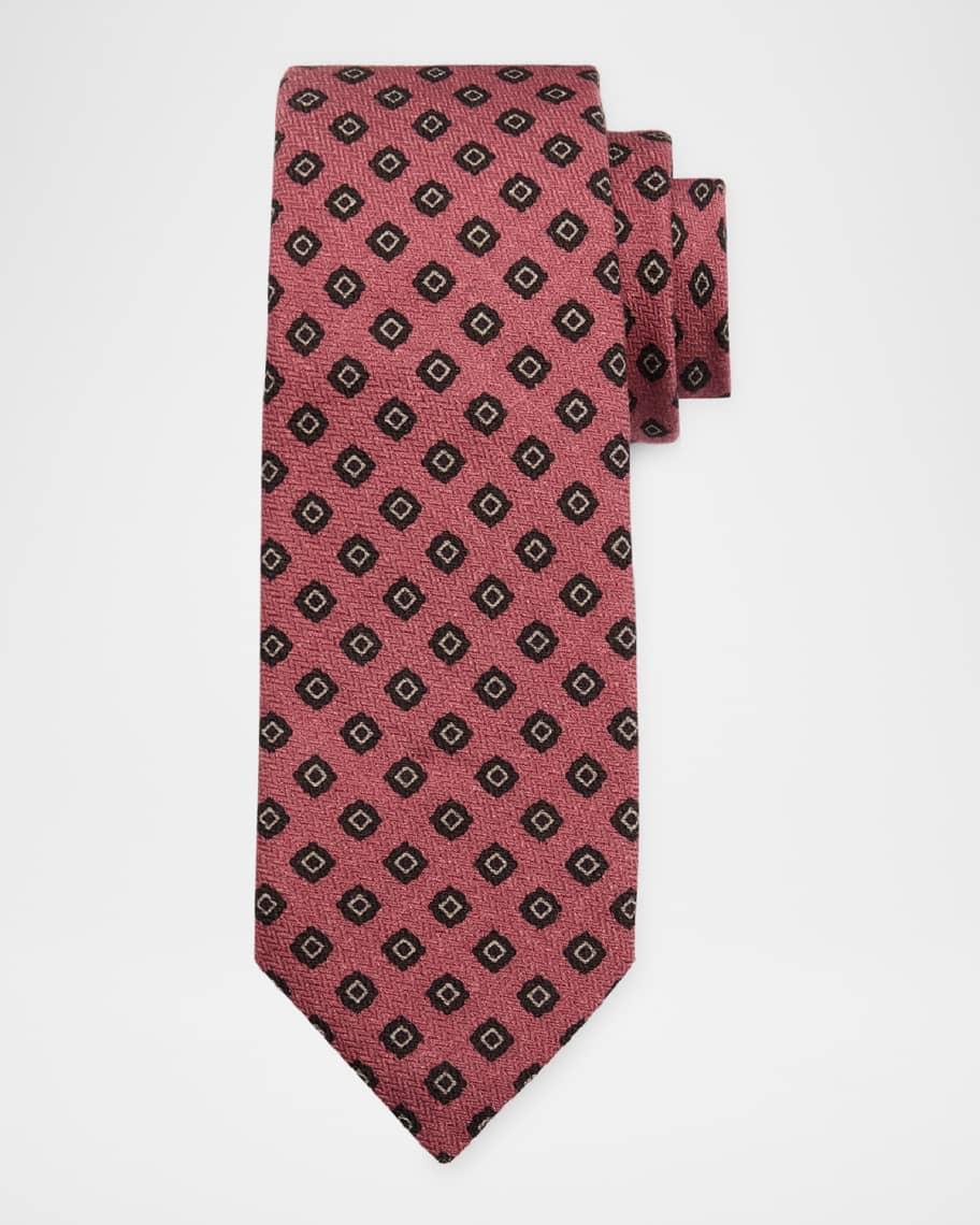 Men's Wool and Silk Printed Square Tie Product Image