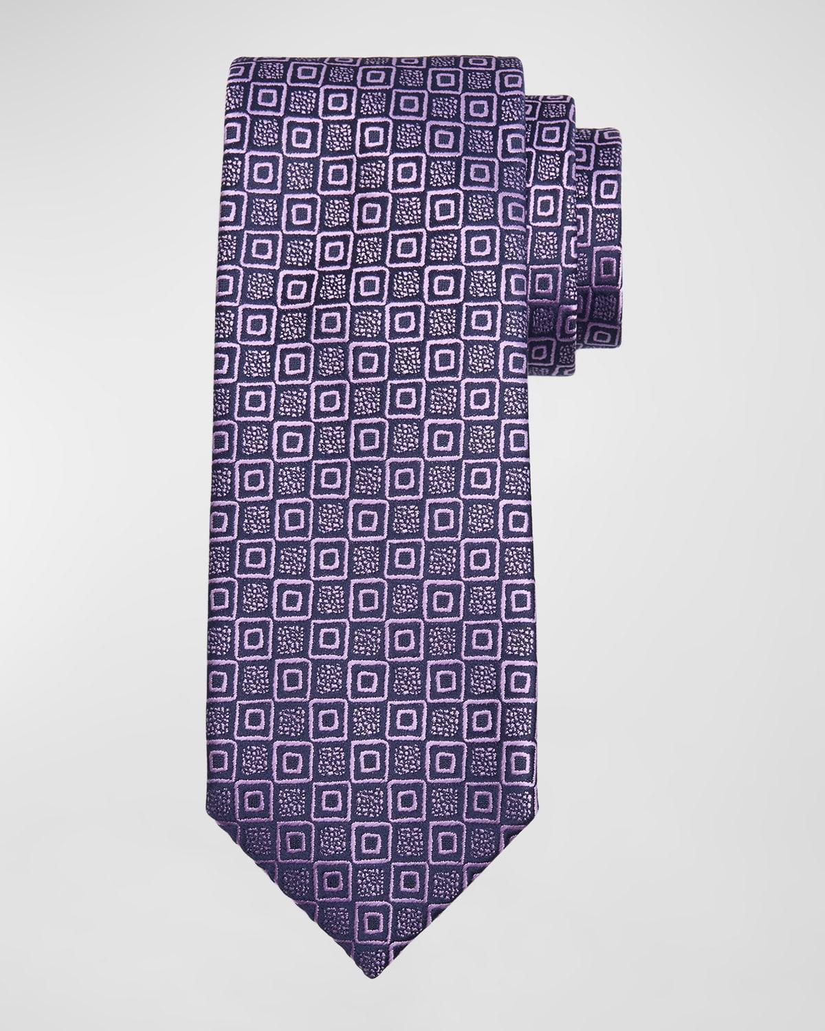 Mens Tonal Geometric Silk Jacquard Tie Product Image