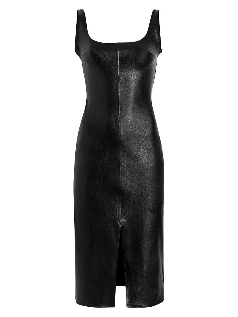 Stretch Faux-Leather Scoopneck Midi-Dress product image