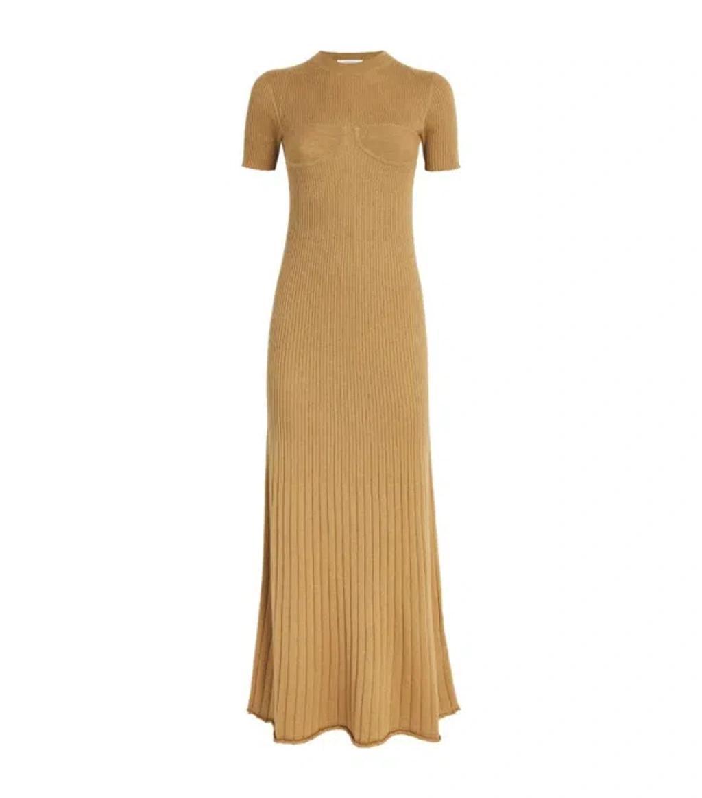 MAX MARA Europa Wool & Silk Knit Maxi Dress In Beige Product Image