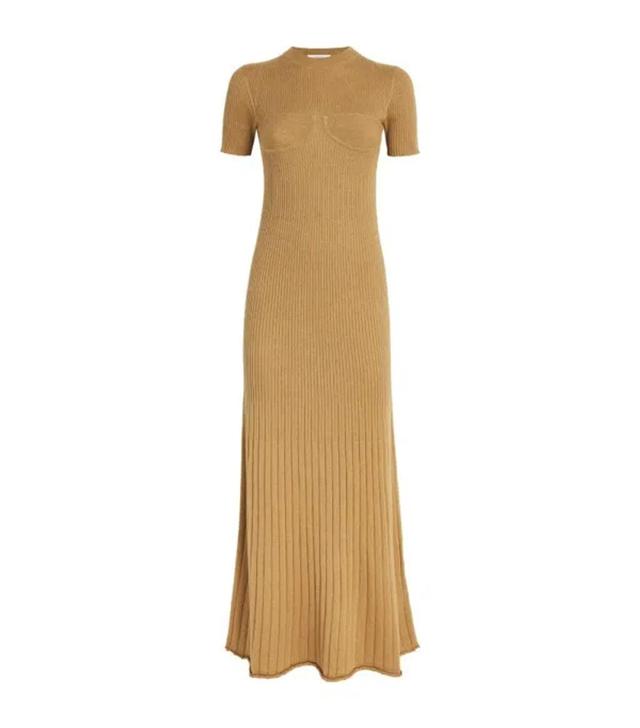 MAX MARA Europa Wool & Silk Knit Maxi Dress In Beige Product Image