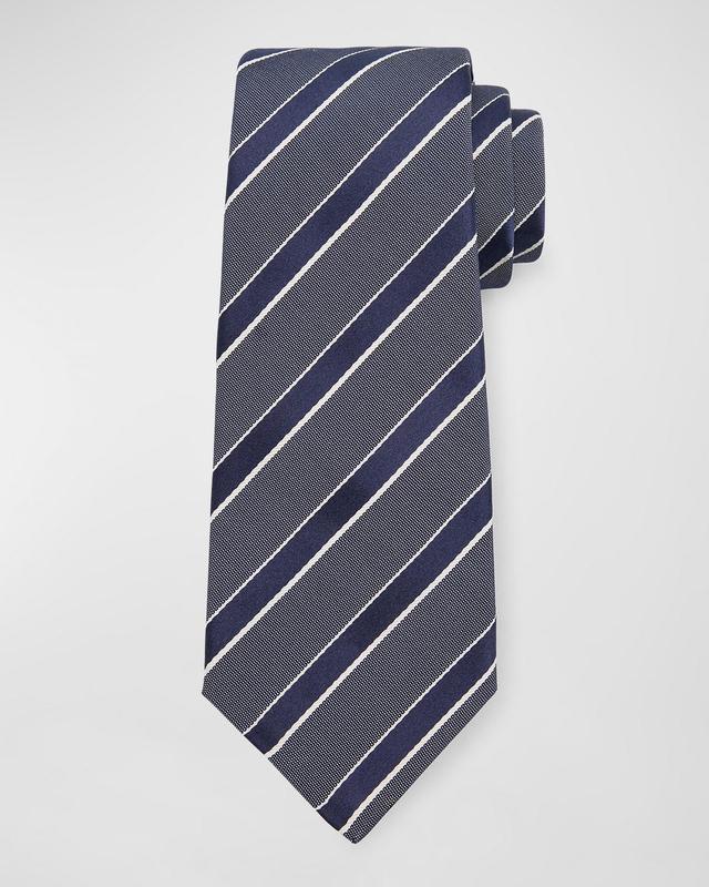 Mens Silk-Cotton Stripe Tie Product Image