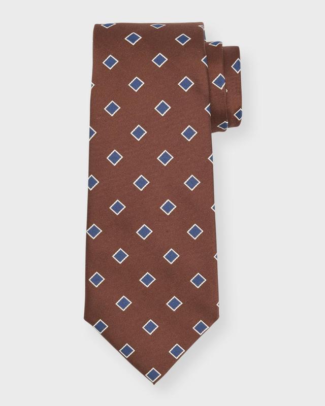 Mens Square-Print Silk 7-Fold Tie Product Image