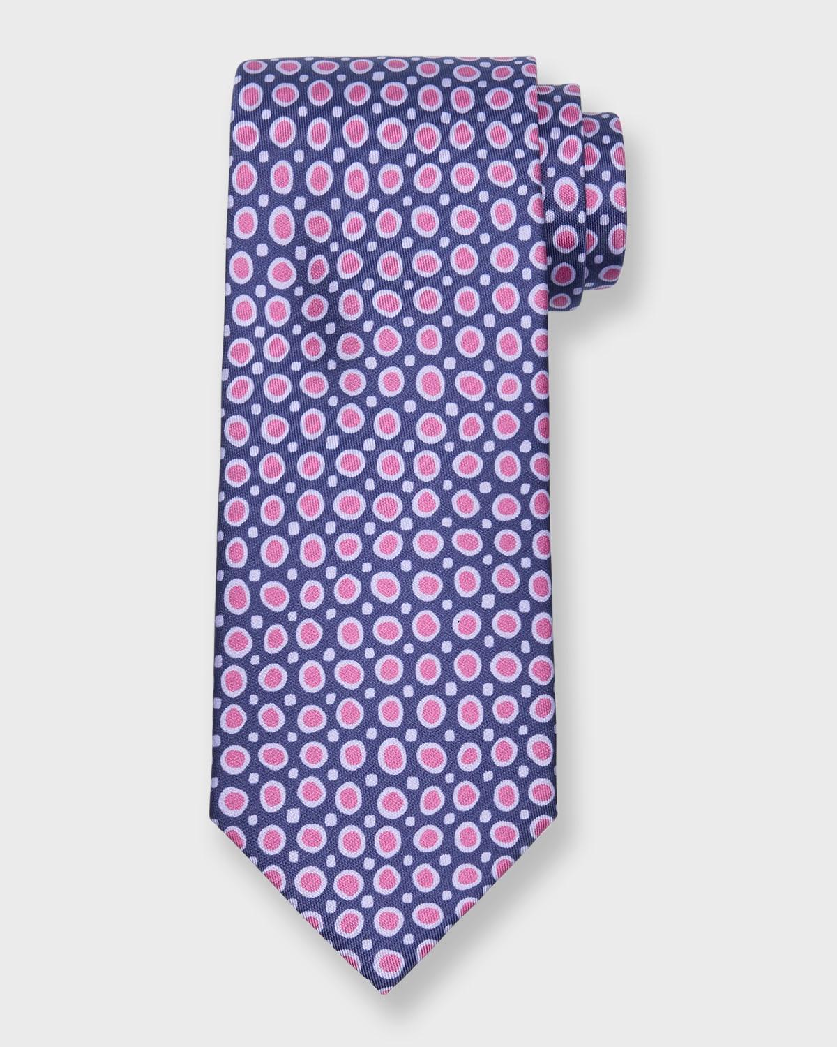 Mens Small Circle Printed Silk Tie Product Image