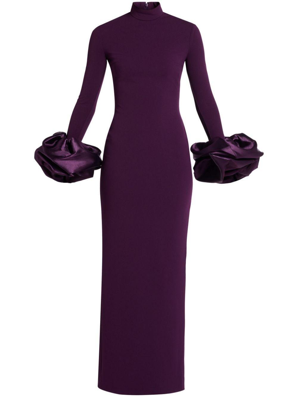 SOLACE LONDON Viviana Oversized-cuffs Gown In Purple Product Image