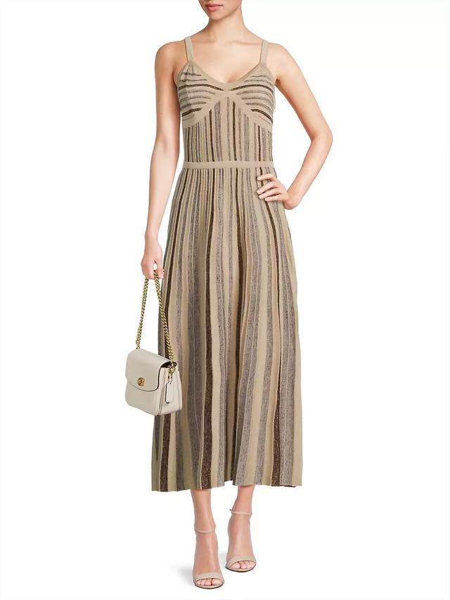 Striped Knit Sleeveless Maxi Dress Product Image