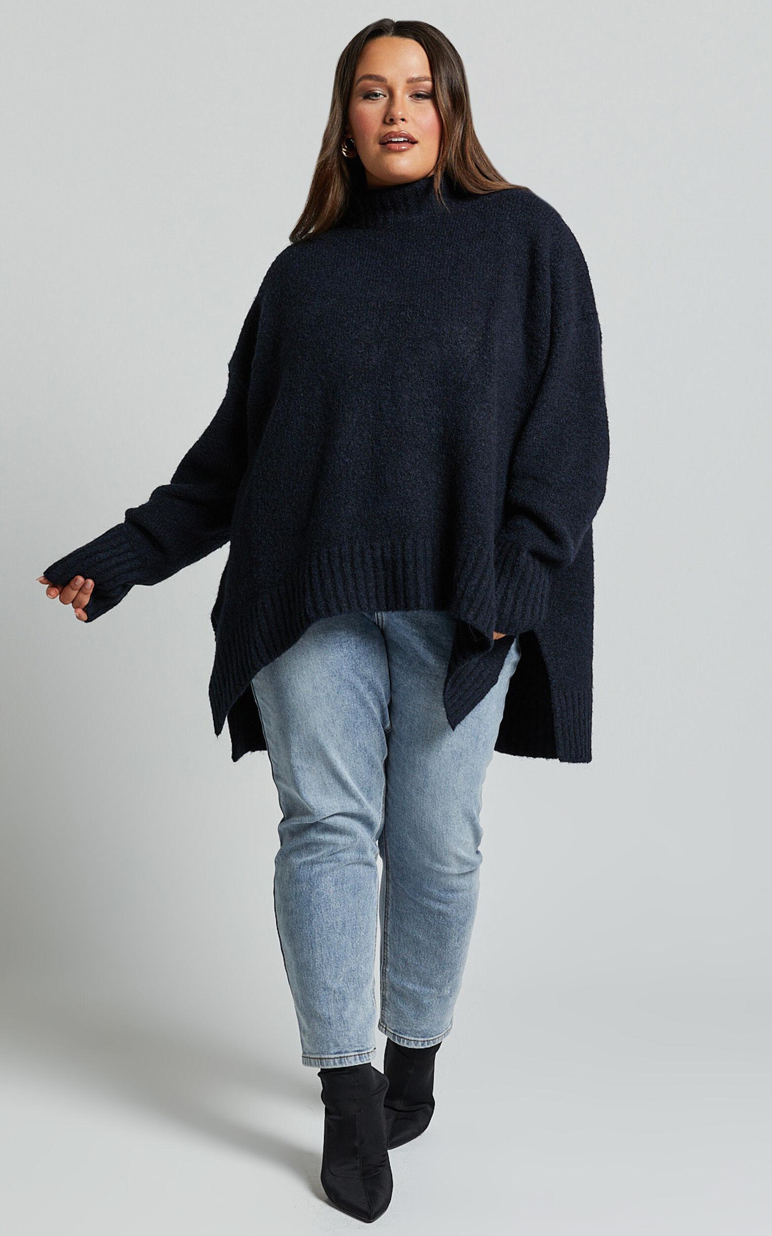 Luella Jumper - Oversized Turtle Neck Jumper in Navy Product Image