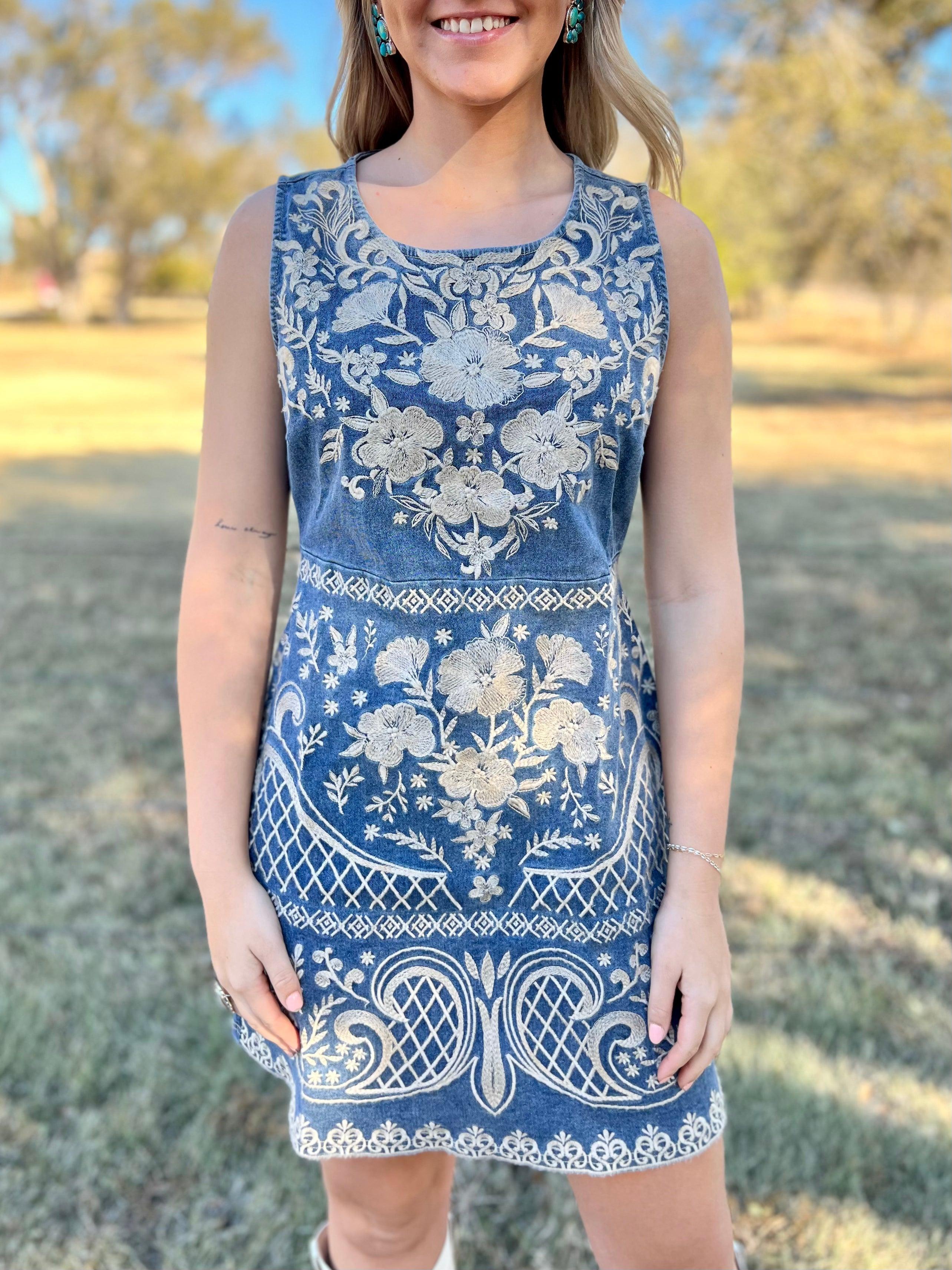 Denim And Grace Embroidered Dress* Product Image