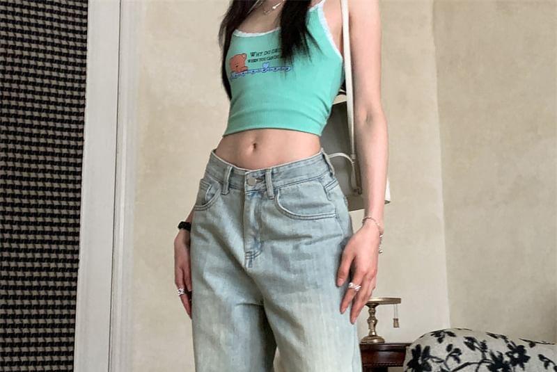 Low Rise Washed Wide Leg Jeans Product Image