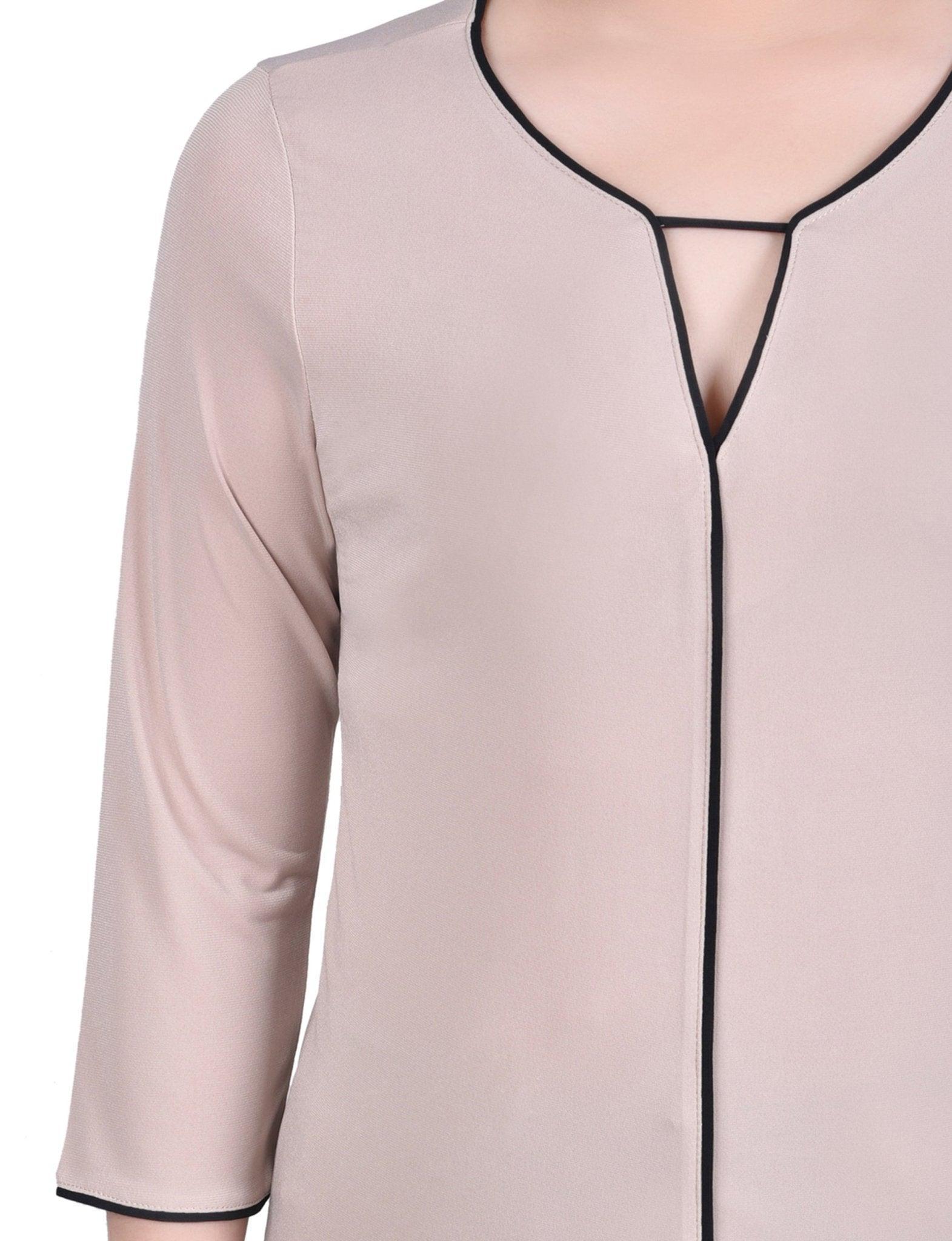 3/4 Sleeve Length Piped Top - Petite Product Image