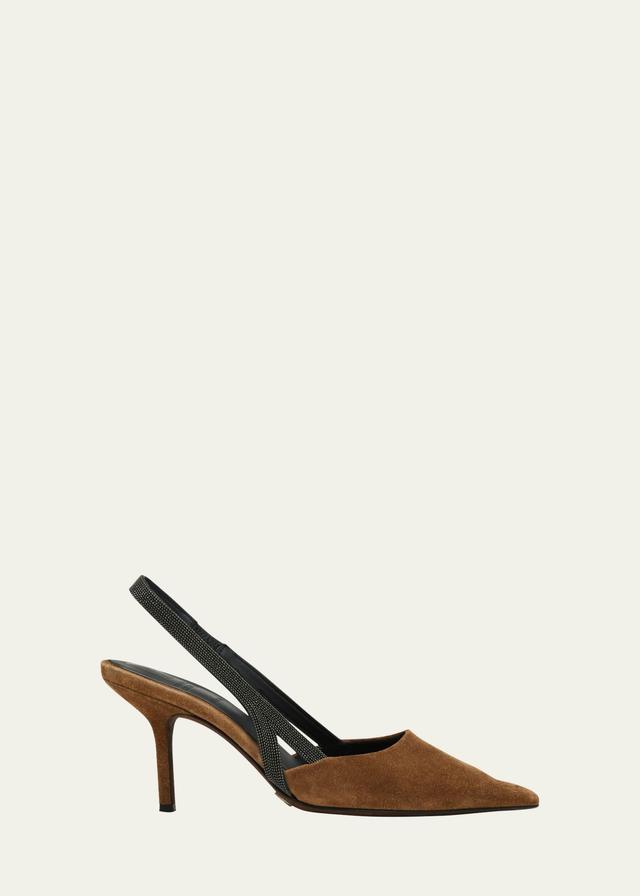 Womens Monili Suede Slingback Pumps - Brown - Size 7.5 Product Image