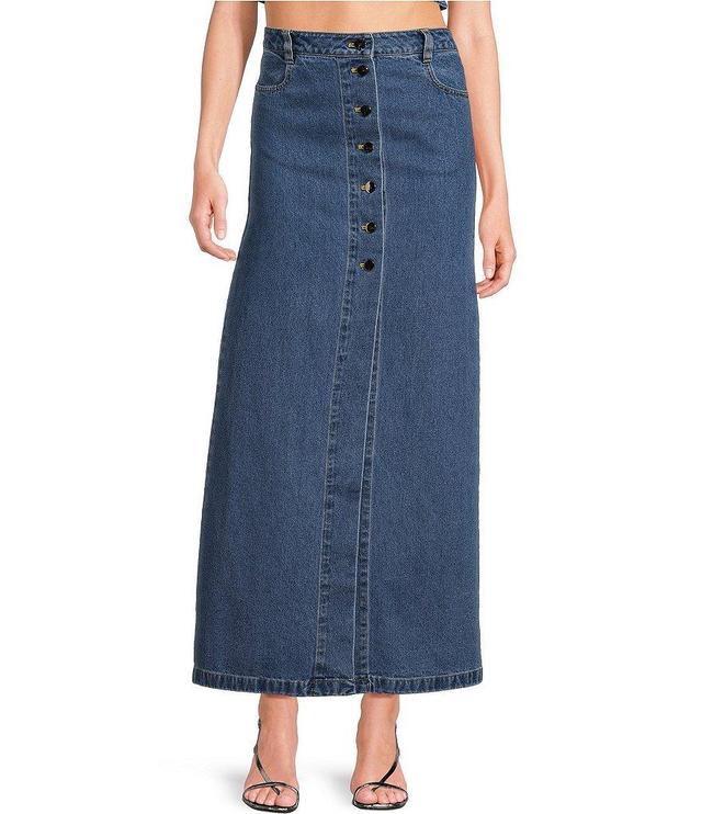 RONNY KOBO Makena Denim Button Front Pencil Skirt Product Image