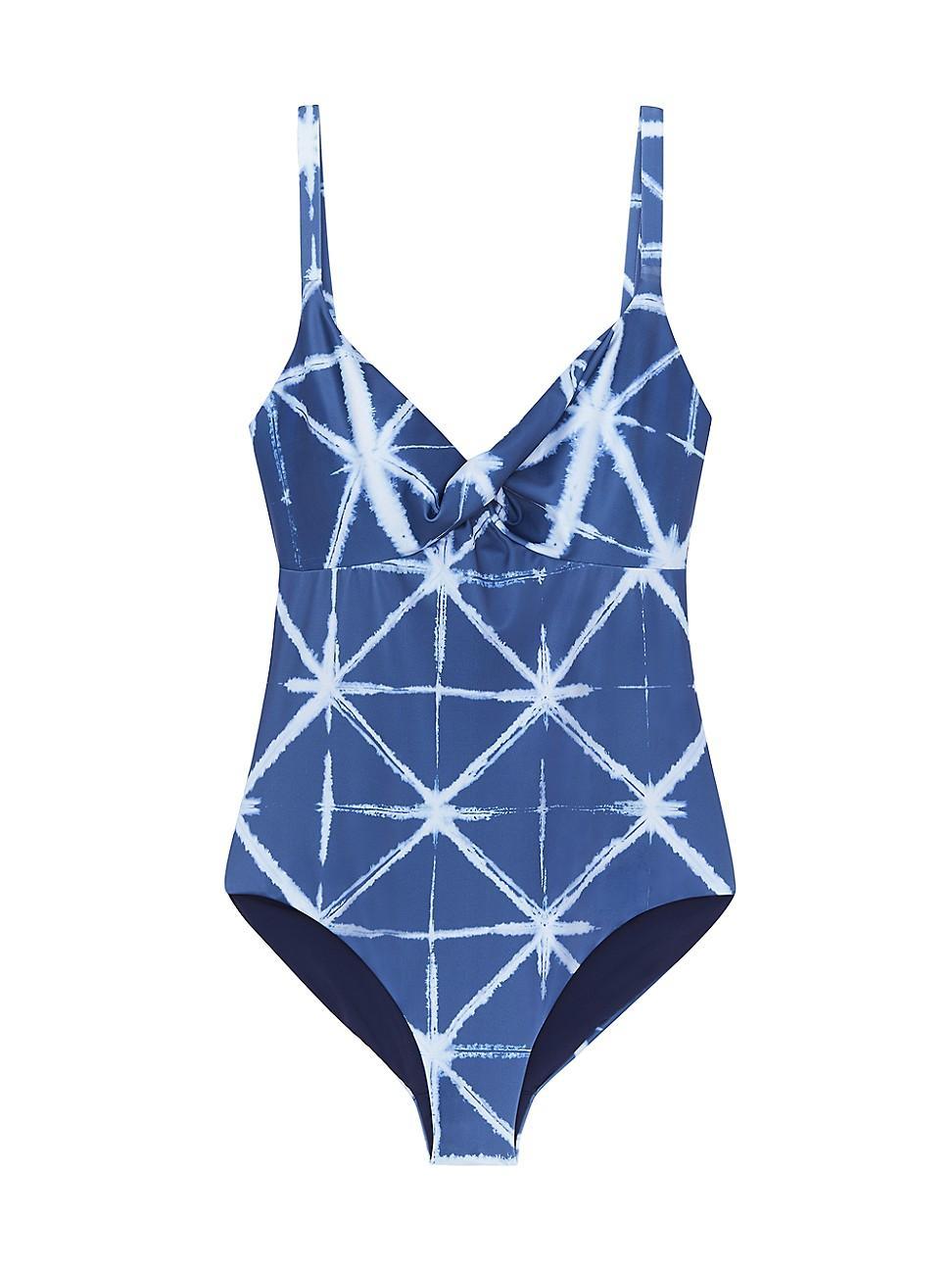 Womens Twisted Shibori One-Piece Swimsuit Product Image