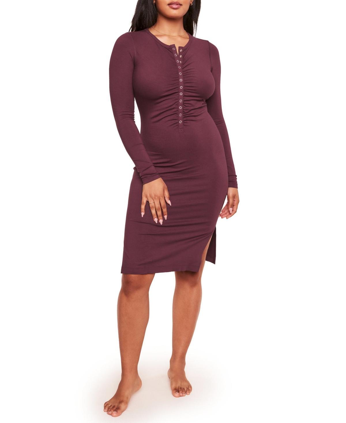 Women's Pearl Long-sleeve Henley Dress Product Image