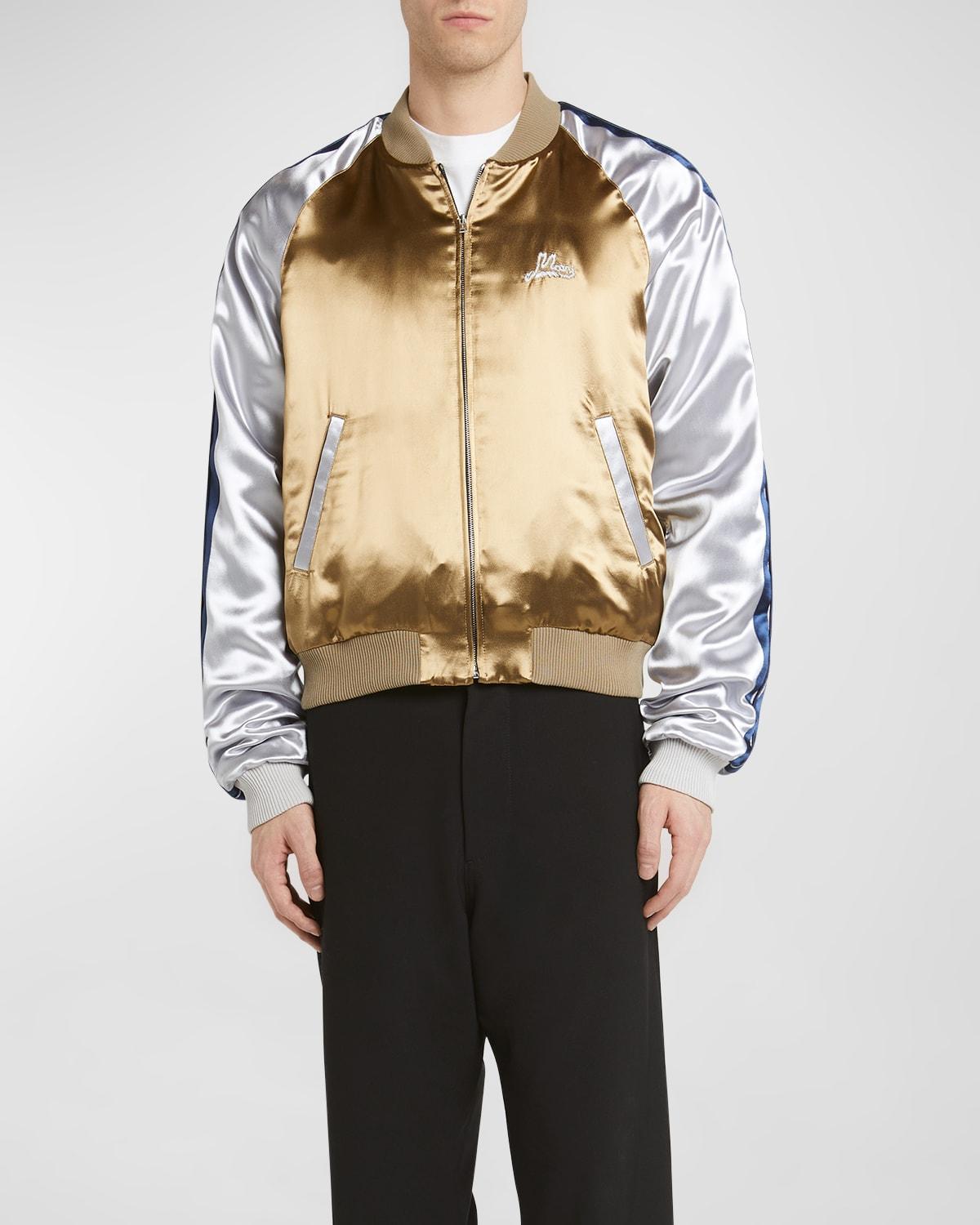 Men's Tricolor Metallic Logo Bomber Jacket  Product Image