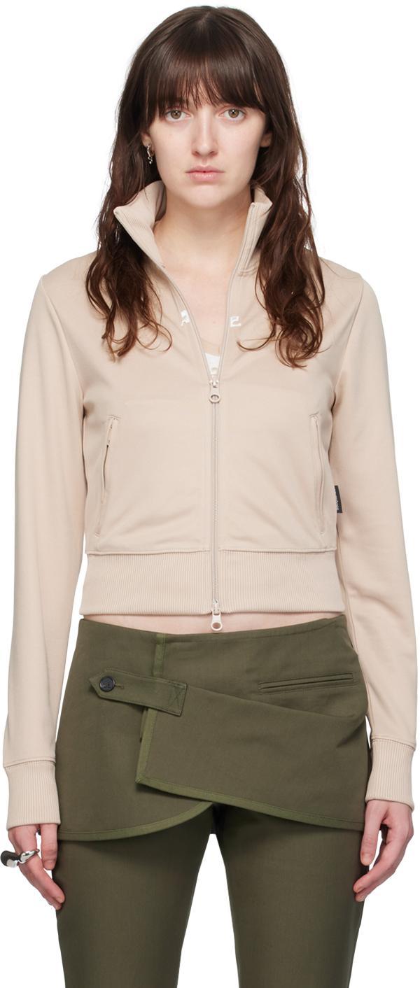 Beige Zip Track Jacket Product Image