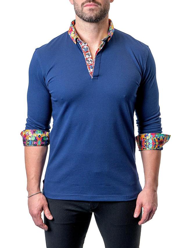 Maceoo Newton Royalty Blue Long Sleeve Polo Product Image