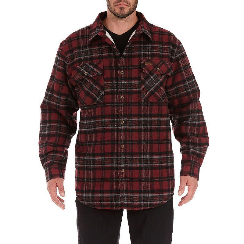 Mens Smiths Workwear Zip-Front Sherpa-Lined Flannel Shirt Jacket Red Product Image