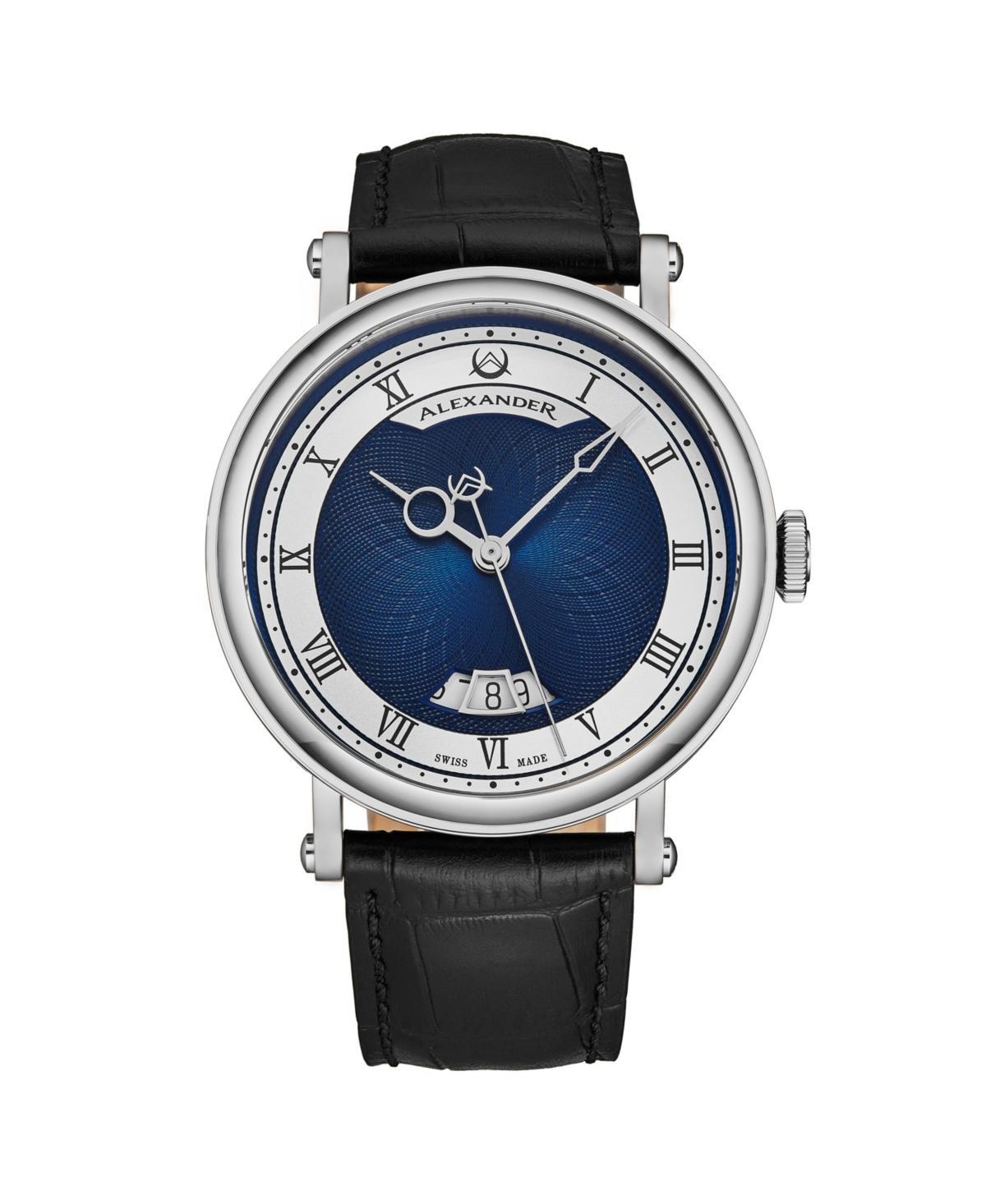 Alexander Mens Triumph Automatic Black Leather , Blue Dial , 49mm Round Watch Product Image