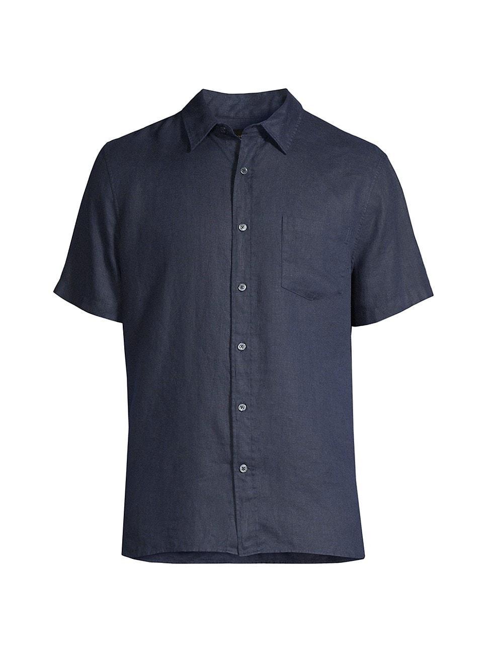 Vince Classic Fit Short Sleeve Linen Shirt Product Image