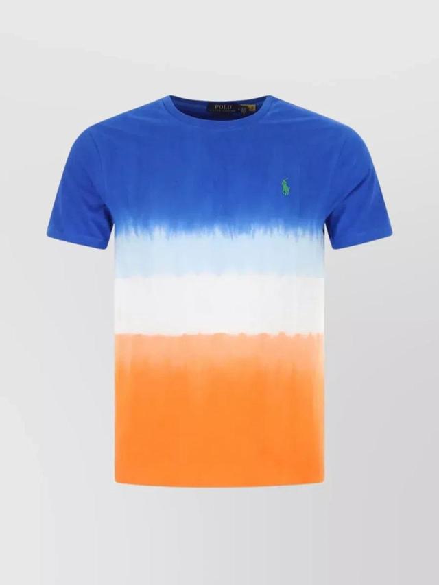 Vibrant Pattern Cotton T-shirt In Blue Product Image