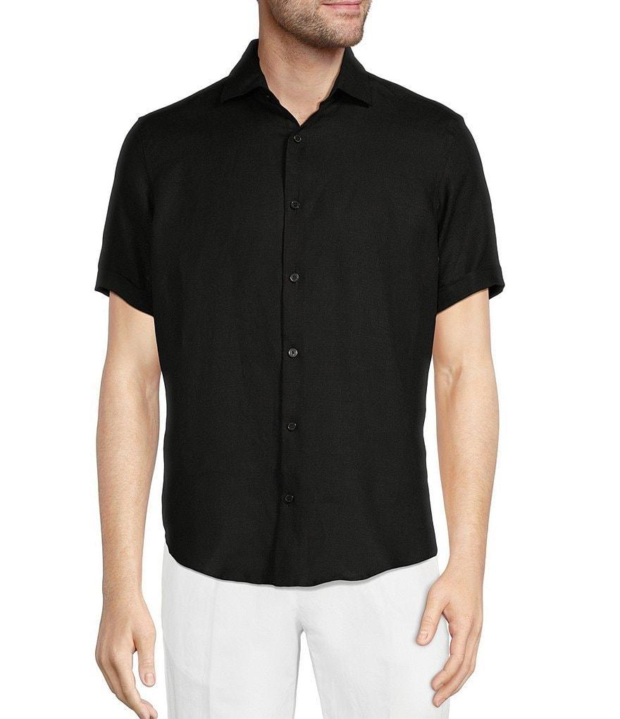 Murano Baird McNutt Linen Solid Short Sleeve Woven Shirt Product Image